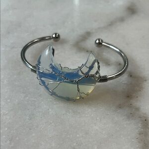 Artisan Silver and Blue Crescent Bracelet